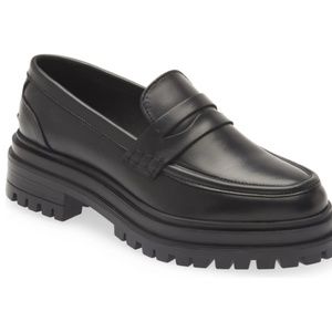 Reiss Cameron Platform Penny Loafer - Black, Size 38 - Worn Twice Indoors Only